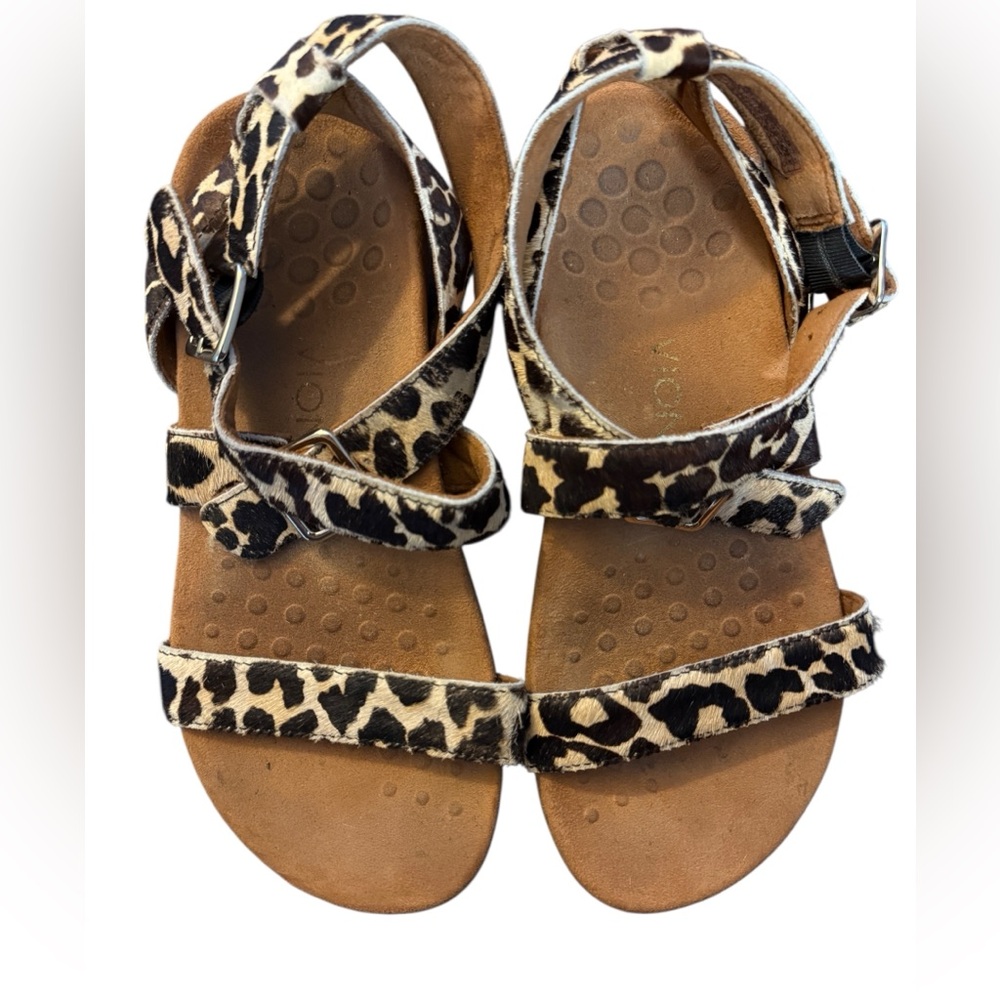 Vionic Women's‎ Animal Leopard Print Ankle Strap Sandals Comfort & Style 6 Wide